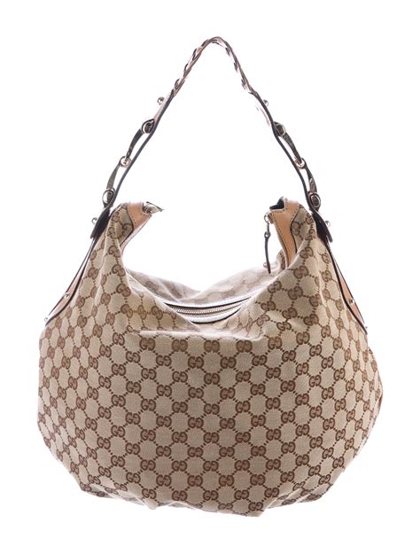 blue and cream gucci horsebit hobo